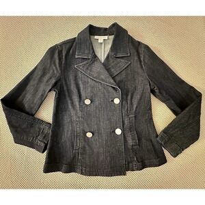 Coldwater Creek Denim Blazer Jacket Sz S/4/6 Double Breasted Button Trucker Moto